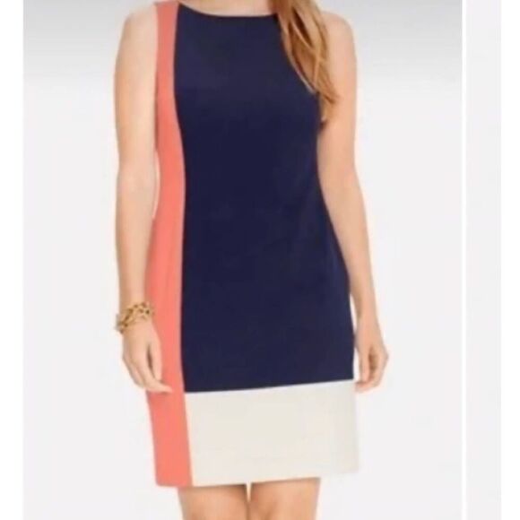 Lauren Ralph Lauren Dress Women's 12 Colorblock Sheath Sleeveless Knee Length - Picture 1 of 5